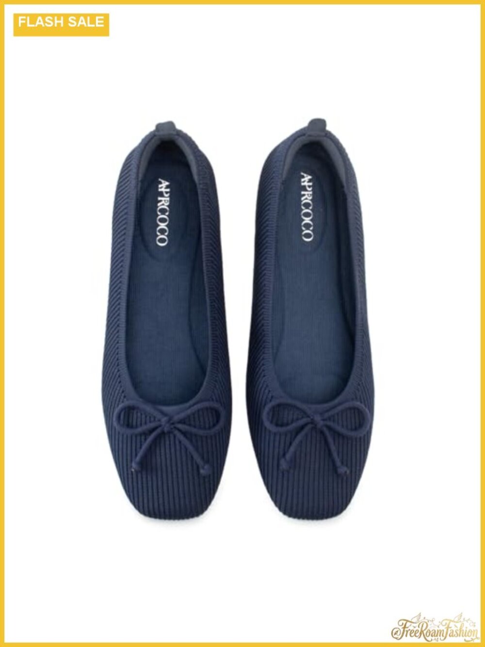 Women Square Toe Bowknot Ballet Knit Flats